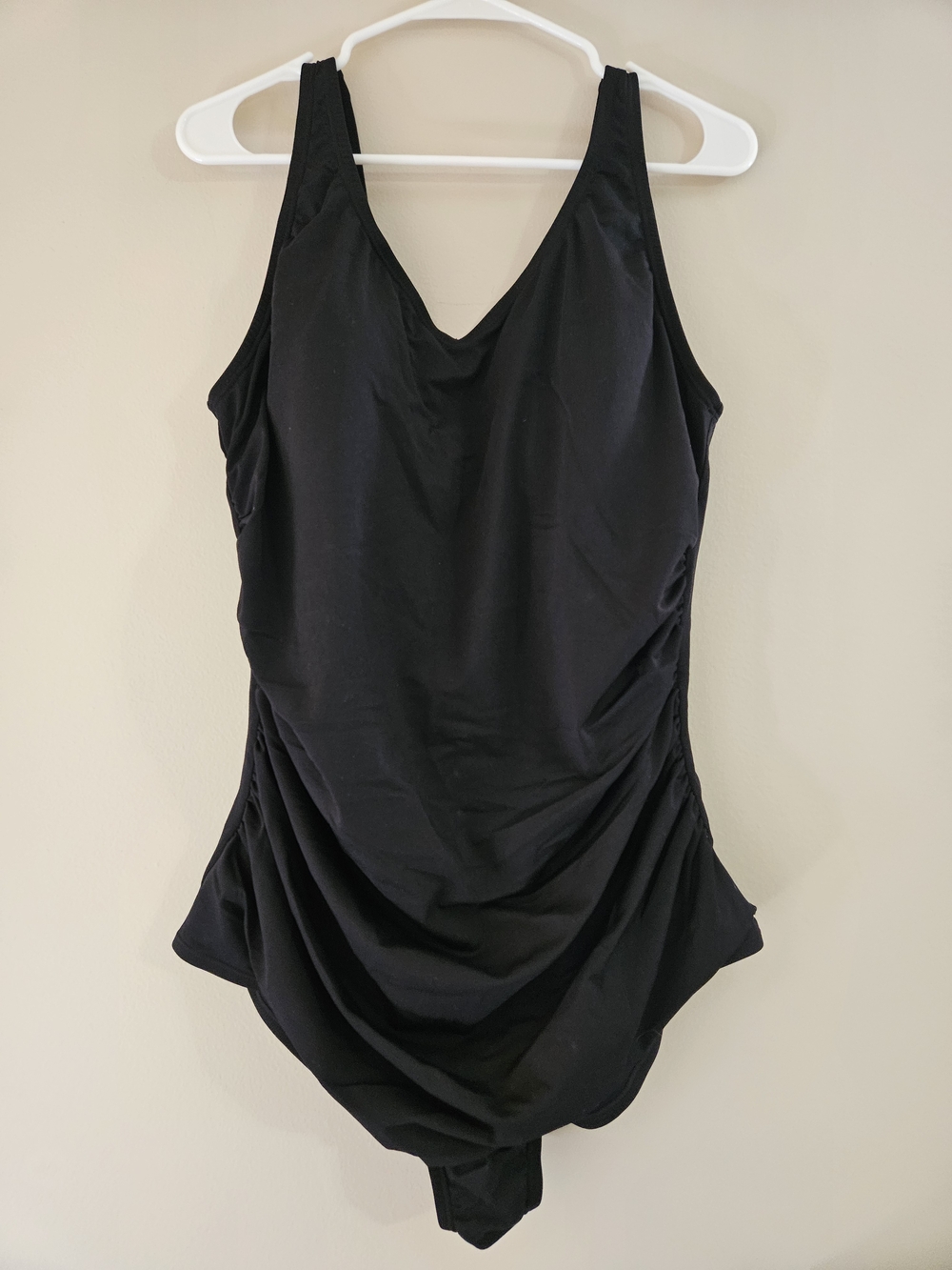 Black One-Piece Speedo Swimsuit with Ruched Front